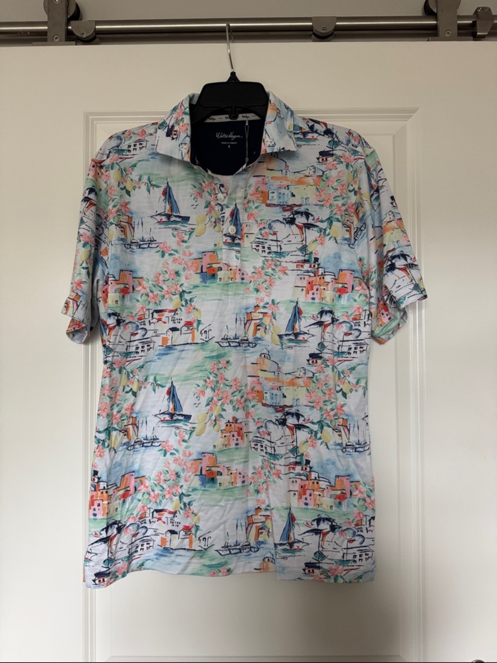 WALTER HAGEN- Classic Coastal Print Polo Shirt  NWT